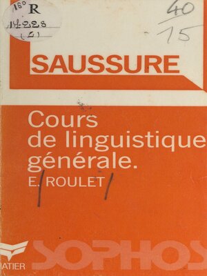 cover image of F. de Saussure